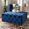 Baxton Studio Verene Blue Velvet Upholstered Gold Finished Square Cocktail Ottoman 163-10570 - alternate 2